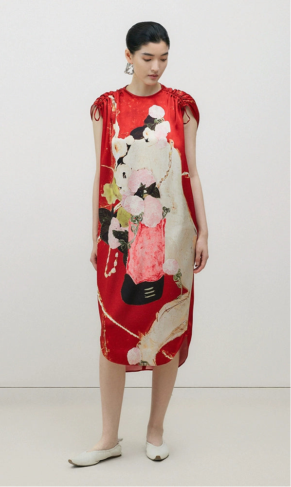ZHUCHONGYUN spring silhouette shirred dress-KANON.