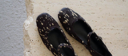 B-FEI black leather sole flat shoes-BING.