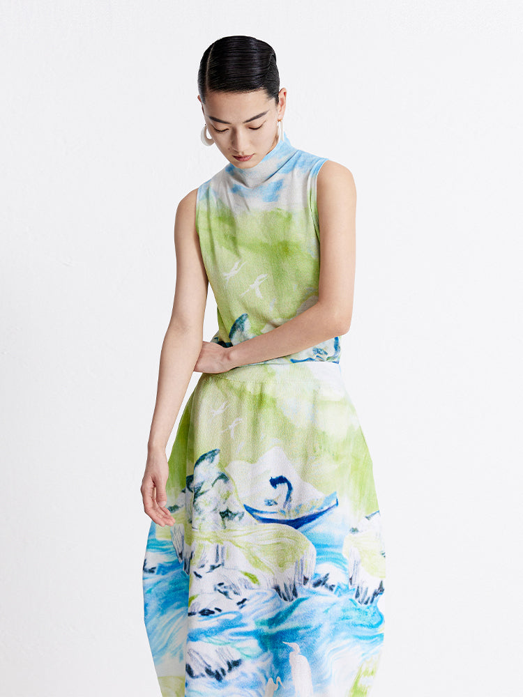 ZHUCHONGYUN Autumn Print Geometric Cotton Skirt Design Skirt--HARUHI.