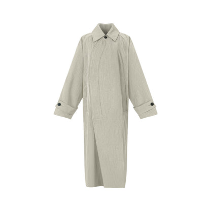 TUYUE Gray simple silhouette mid-length trench coat - GIFTY.