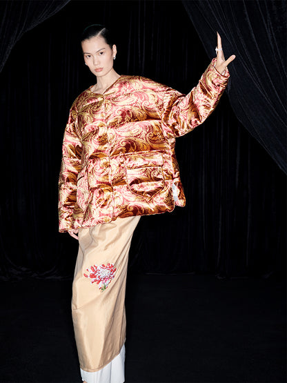 M essential Mackay designer Tuoba silk-velvet silhouette puffer jacket  dress- Tuoba