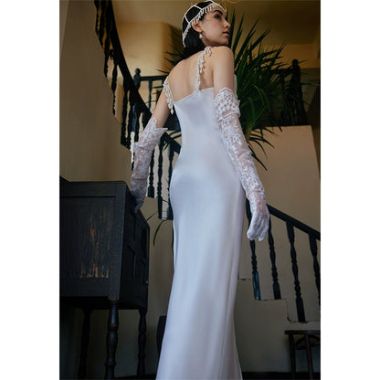 GOUDIN pearl white light luxury banquet evening dress-TIO.