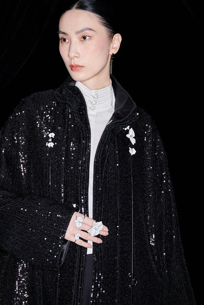 M essential Ma Kai designer Jingye embroidered fabric multi-collar structure jacket - DIVINE.