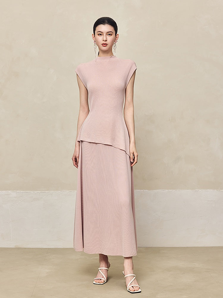 HECO High-waisted Draped Maxi Tencel Knitted Skirt - THERE.