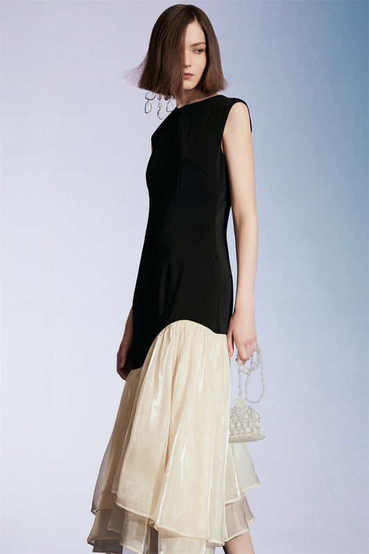 PURITY RING high end contrast fishtail sleeveless dress- Dreamy