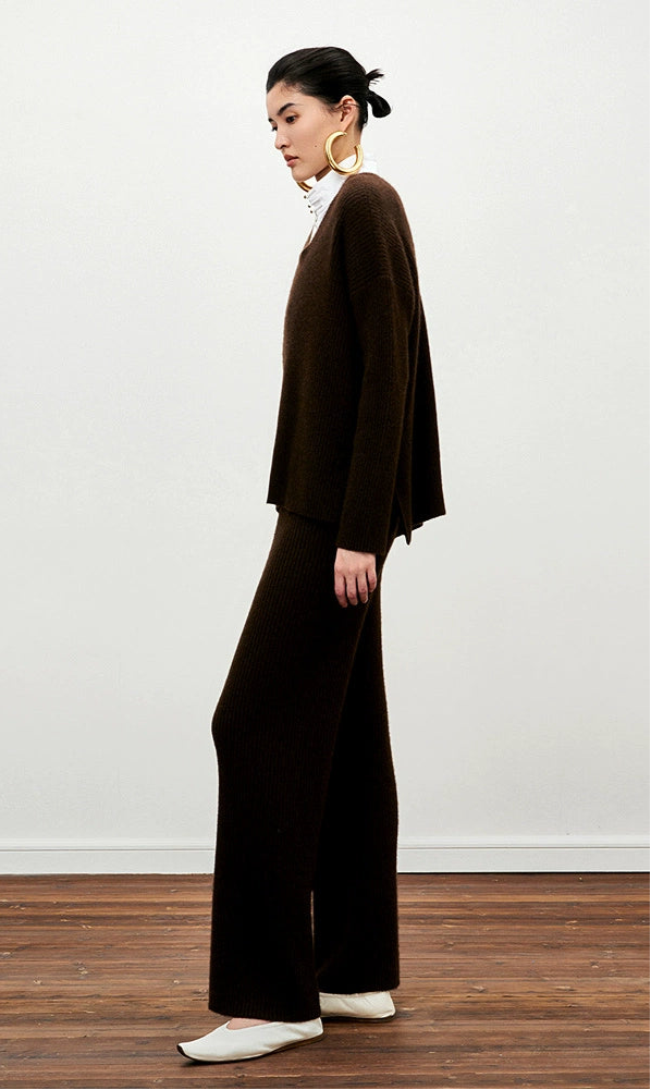 ZHUCHONGYUN Winter Slim Fit Yak Fleece Knitted Pants--FUDOU.