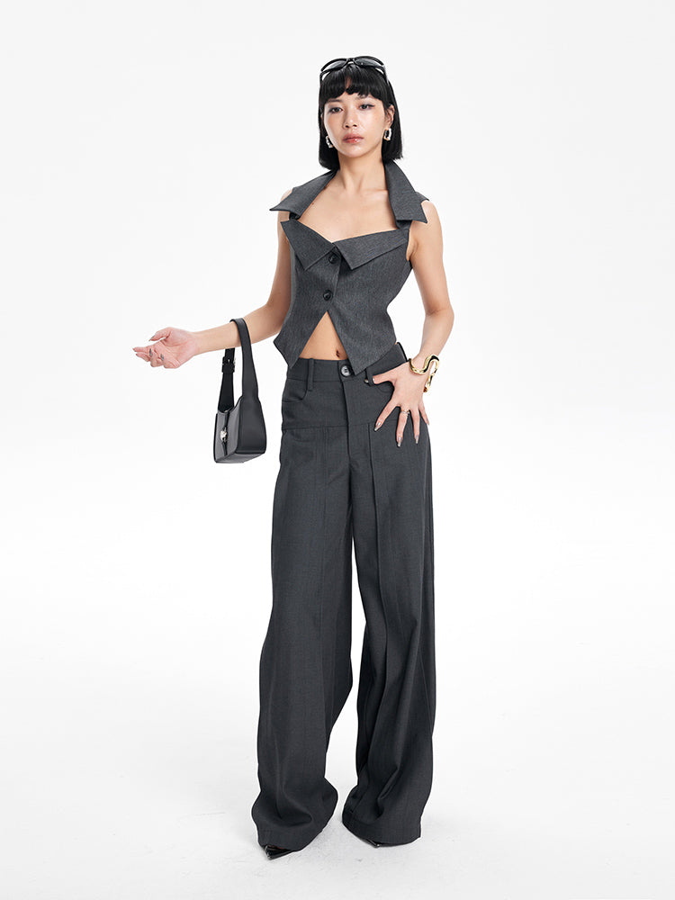 TINYIN heavy work patchwork wide-leg versatile black pants -GASSY