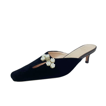 B-FEI black square toe kitten heeled Chinese shoes-OILU.