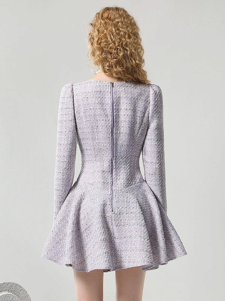 CHECOCRE Stubble Temperament Elegant Style Purple Short Dress - KEYLITH