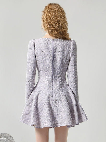 CHECOCRE Stubble Temperament Elegant Style Purple Short Dress - KEYLITH