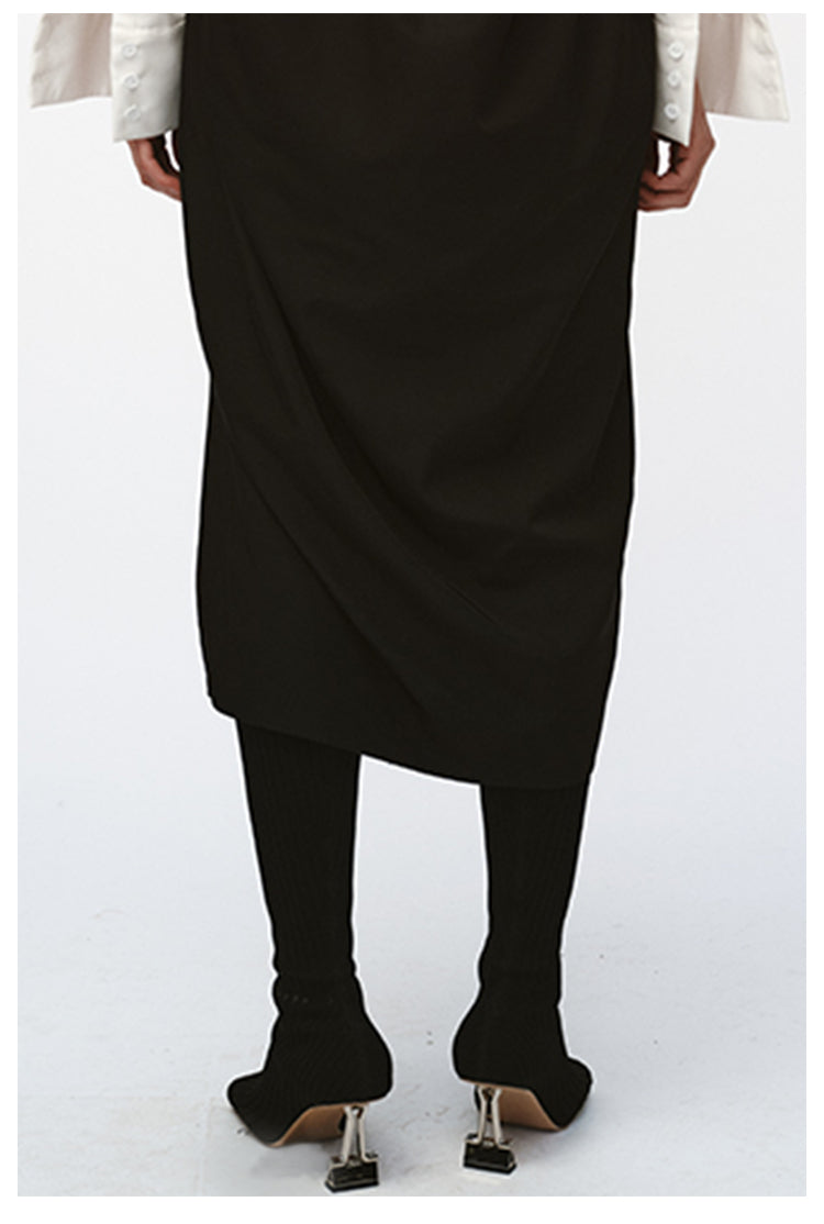 MAYALI square-toe black high-heeled elastic high boots - lioe