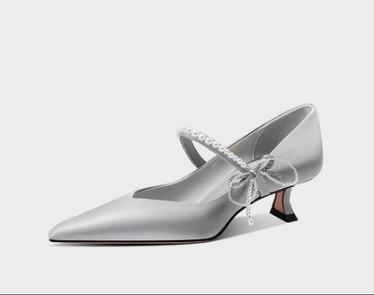 pjjuu satin pointed kitten heel pump  - LIGHT