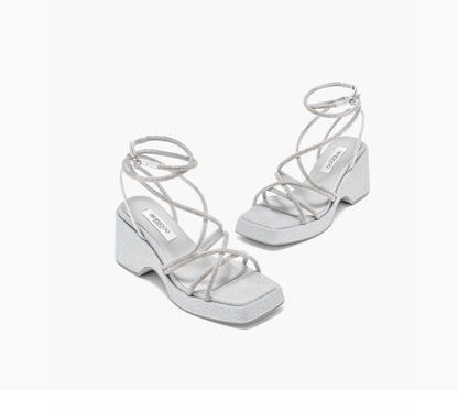 SHOESZOOO  Fairy Style Platform Block Heels - AQUA.
