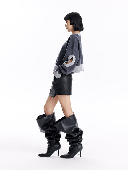 TINY IN women's loose dropped cut-out short sweater-MIE