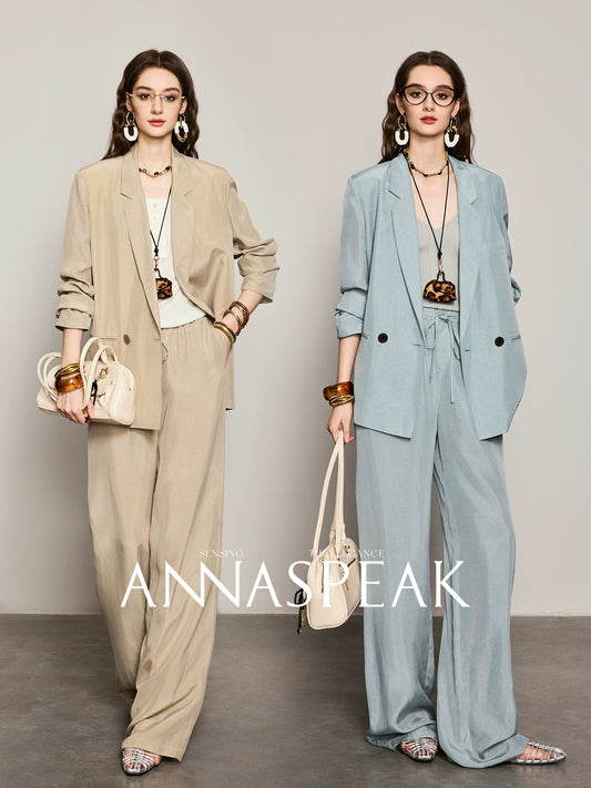 ANNASPEAK silk old money style suit set-NONY.