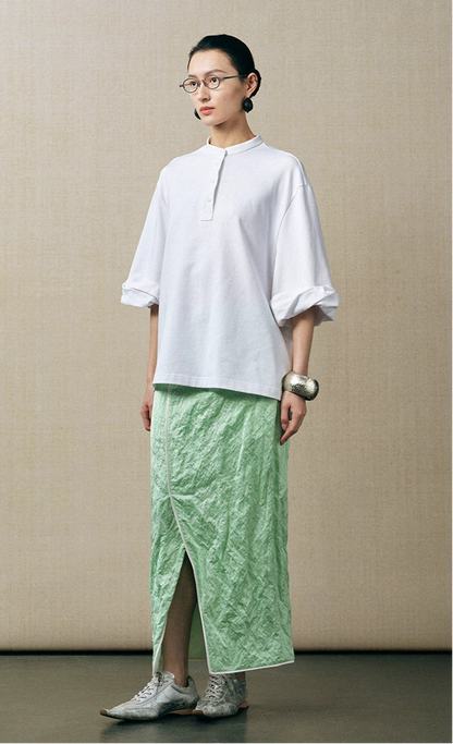 ZHUCHONGYUN front slit straight long skirt-MERUEM.