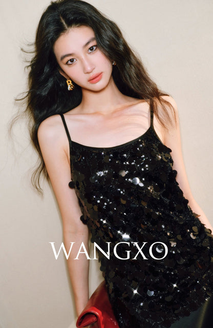 WANGXO Mirage Sundress Heavy Industry Double-Sided Satin Pleats Two-Piece - KIRAN