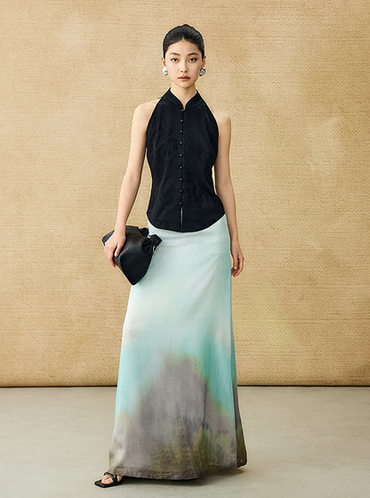 HECO Chinese Acetate Stand-up Collar Waist National Style Jacquard Vest T - FIRE.