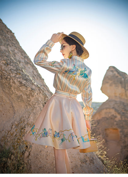 Magic Q vintage puffy full short skirt round neck sleeveless dress - Lola