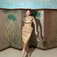 le palais vintage retro golden cowl collar cocktail dress - Imogen