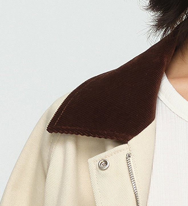 COMME MOI Lu Yan designer new women's contrasting corduroy cargo jacket - FLINCH.