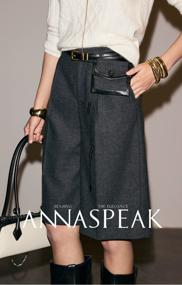 ANNASPEAK   Wool MINI Waist Bag Straight Leg Pants -COLE.