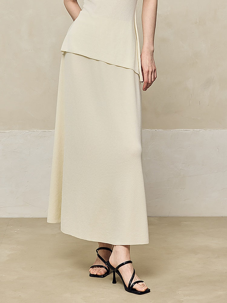 HECO High-waisted Draped Maxi Tencel Knitted Skirt - THERE.