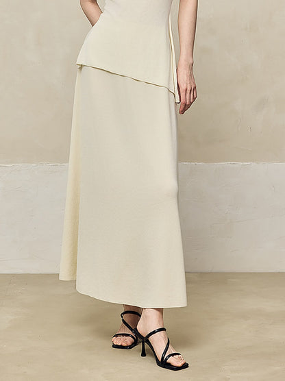 HECO High-waisted Draped Maxi Tencel Knitted Skirt - THERE.