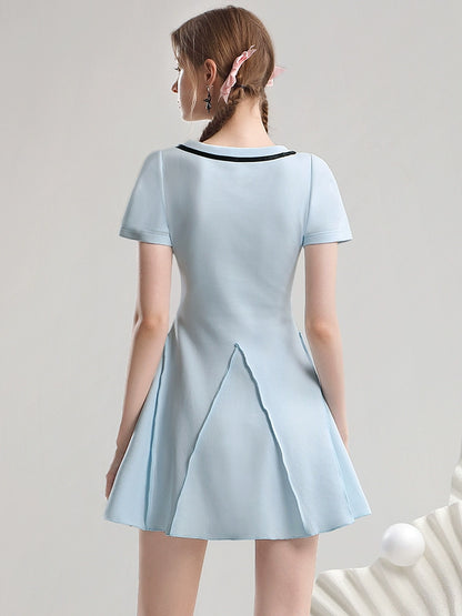 CHECOCRE New Chinese Print Waist Short Dress - LAMB