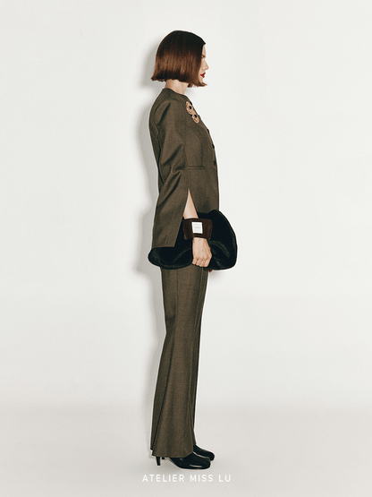 AtelierMissLu  Fall/Winter 2024 Faux Fur Geometric Trapezoidal Wristbag - BOBBY