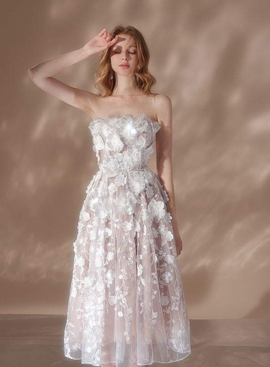 Wardrobes by Chen Elegant White Flower Lace Wedding Dress-Wissy