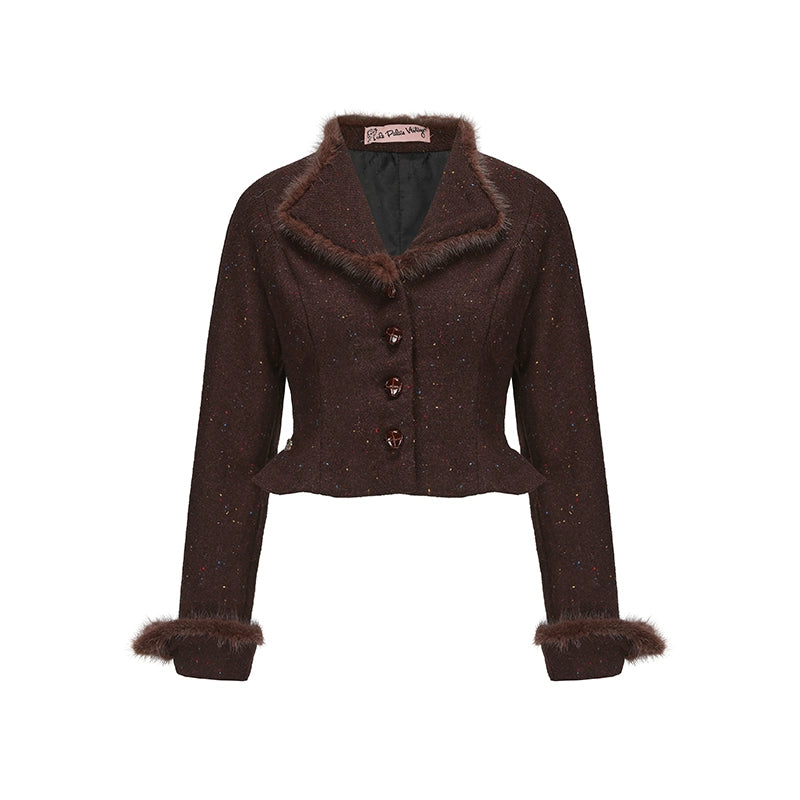 Le Palais Vintage Brown Mink Slim Jacket, Fishbone Skirt-LEE.