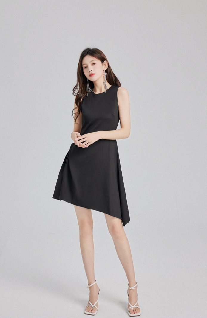 DOLLY Elegant Retro Style Crew Neck Sleeveless Slim Fit High Waist Dinner Dress-KIRSTEN