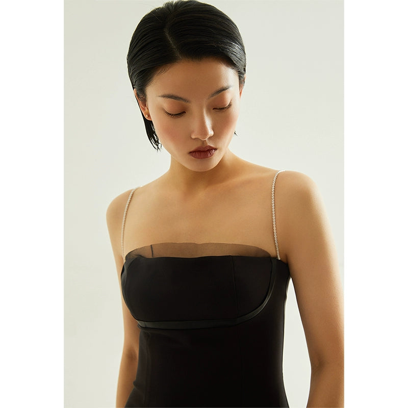 GOUDIN Black light luxury long dress sexy dress-JIK.