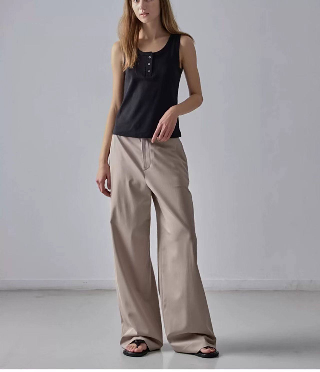 Nothing Written Casual High-waisted Slim Versatile Straight-leg Pants-LIV.