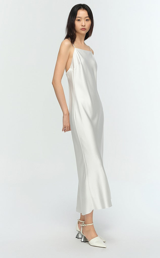 COMME MOI Lv Yan Designer Summer Women's Straight Neck Sexy Slip Dress - IVY.