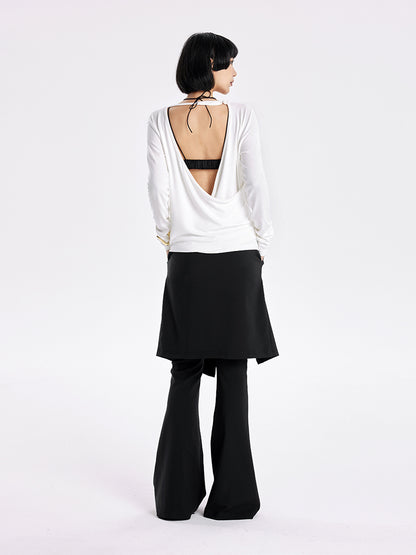 TINY IN Smock Swing Neck Knit T-Shirt Worn Front and Back-ROX.