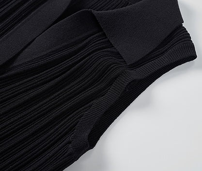 COMME MOI three acetate pit strip lapel knitted vest & pants - ELENA.