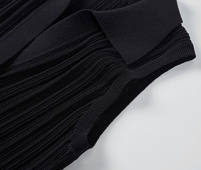 COMME MOI three acetate pit strip lapel knitted vest & pants - ELENA.