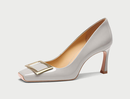 Pjjuu Nude R Square Buckle Single Shoes - NEED
