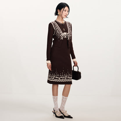 FAME double-layer suspender three-dimensional jacquard knitted slim slip dress - BRIAN.