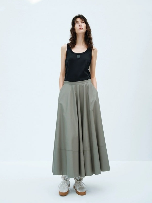 PIAOIN minimalist versatile A-line skirt female Hepburn style  -COLETTE
