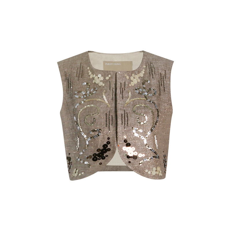 M essential Enchanting Exotic  Resort Linen Vest Chiffon Shirt-AMIRELLE.