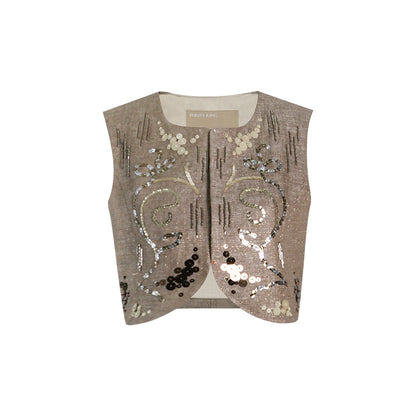 M essential Enchanting Exotic  Resort Linen Vest Chiffon Shirt-AMIRELLE.