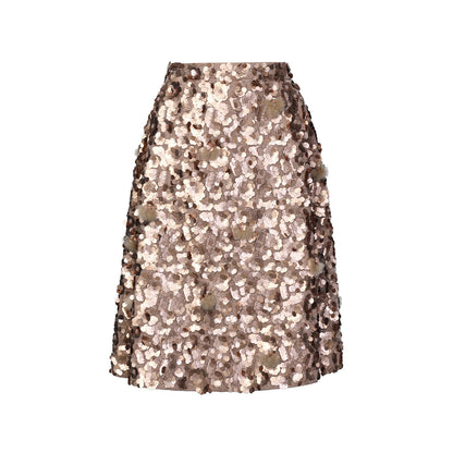 FAME A-line silhouette gold beaded embroidered skirt - ASTER.