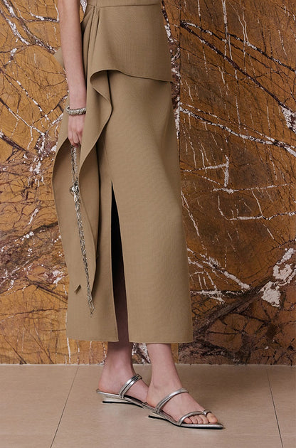 M essential| Trend & Modernity  Asymmetrical Line Dress with Commuter Stitch Detailing-NOLIANE.