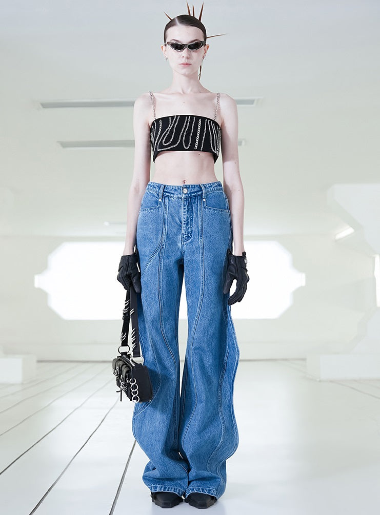 ANNAKIKI 3D Wave Fractal Deconstructed Trousers-SMITH.