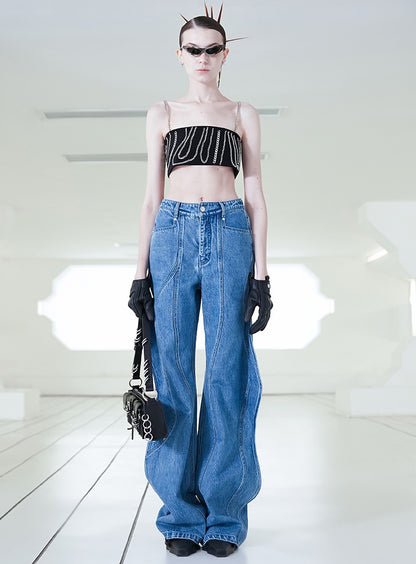 ANNAKIKI 3D Wave Fractal Deconstructed Trousers-SMITH.