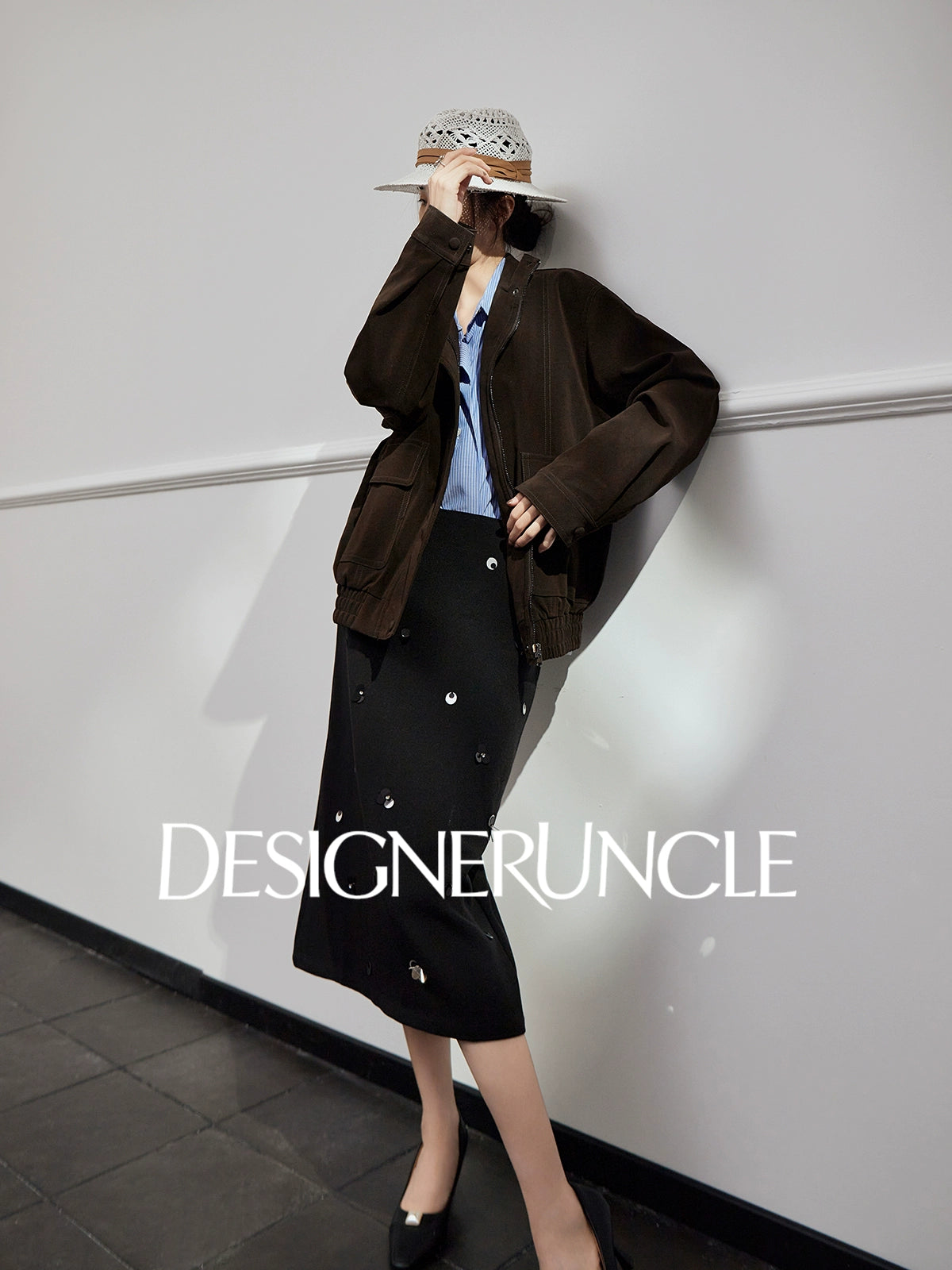 DGU|Dark Coffee Top Women's Autumn New High-end Retro Loose Slimming Versatile Casual Top - STICK ?