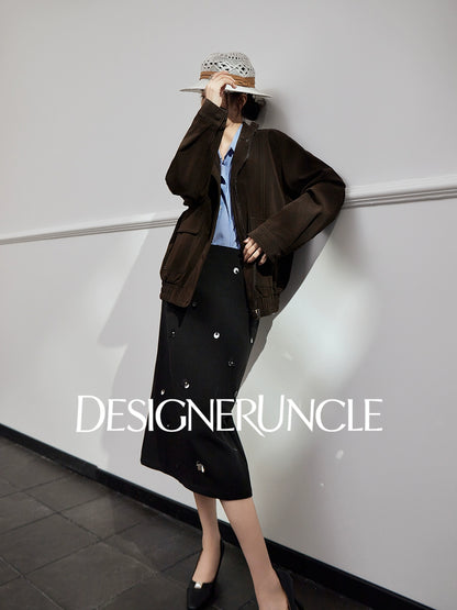 DGU|Dark Coffee Top Women's Autumn New High-end Retro Loose Slimming Versatile Casual Top - STICK ?